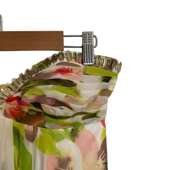 Vintage Cach'e Strapless Floral Beaded Maxi Dress Size 0 - Picture 2 of 8